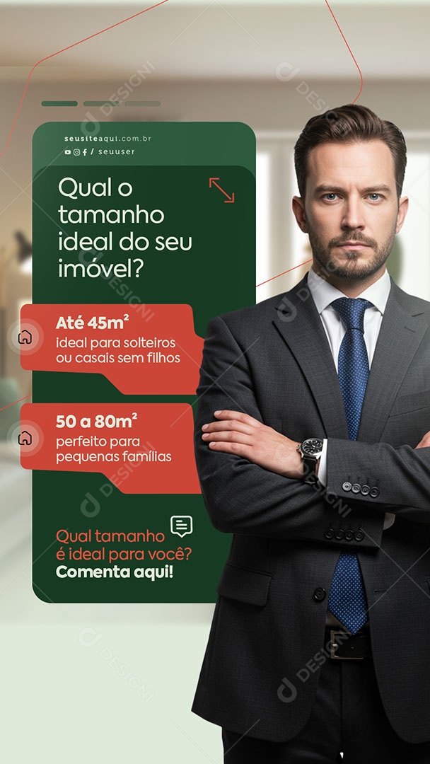 Story Imobiliária Qual Tamanho Ideal do seu Imóvel Social Media PSD Editável