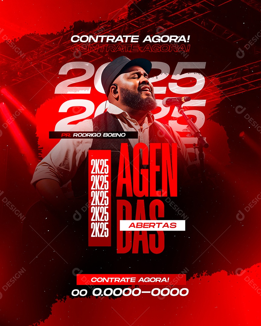 Flyer Gospel Contrate Agora Pr Rodrigo Boeno Social Media PSD Editável