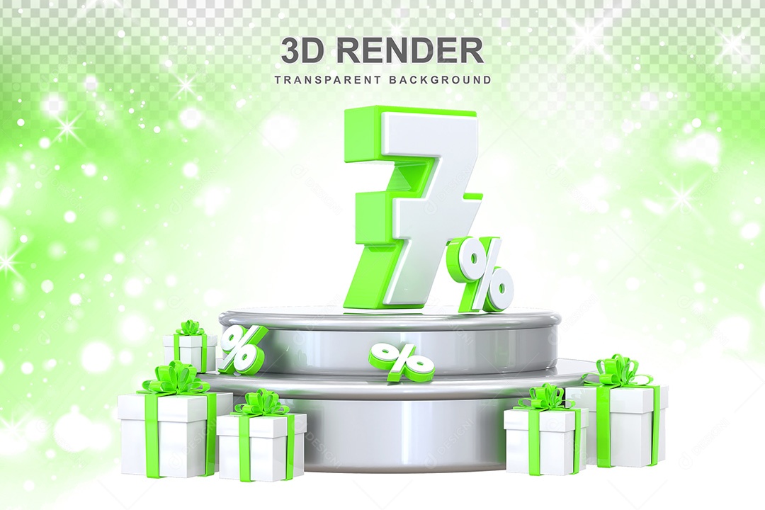 Número 3D 7% Elemento Para Composição PSD