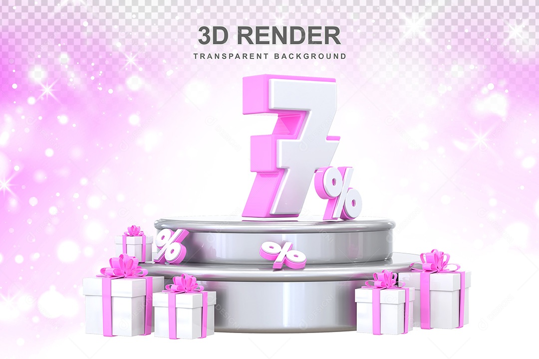 Número 3D 7% Elemento Para Composição PSD