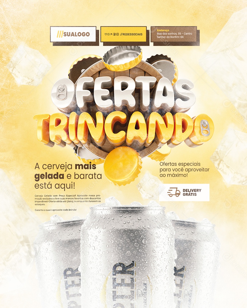 Ofertas Trincando Cervejaria A Cerveja Mais Gelada Social Media PSD Editável