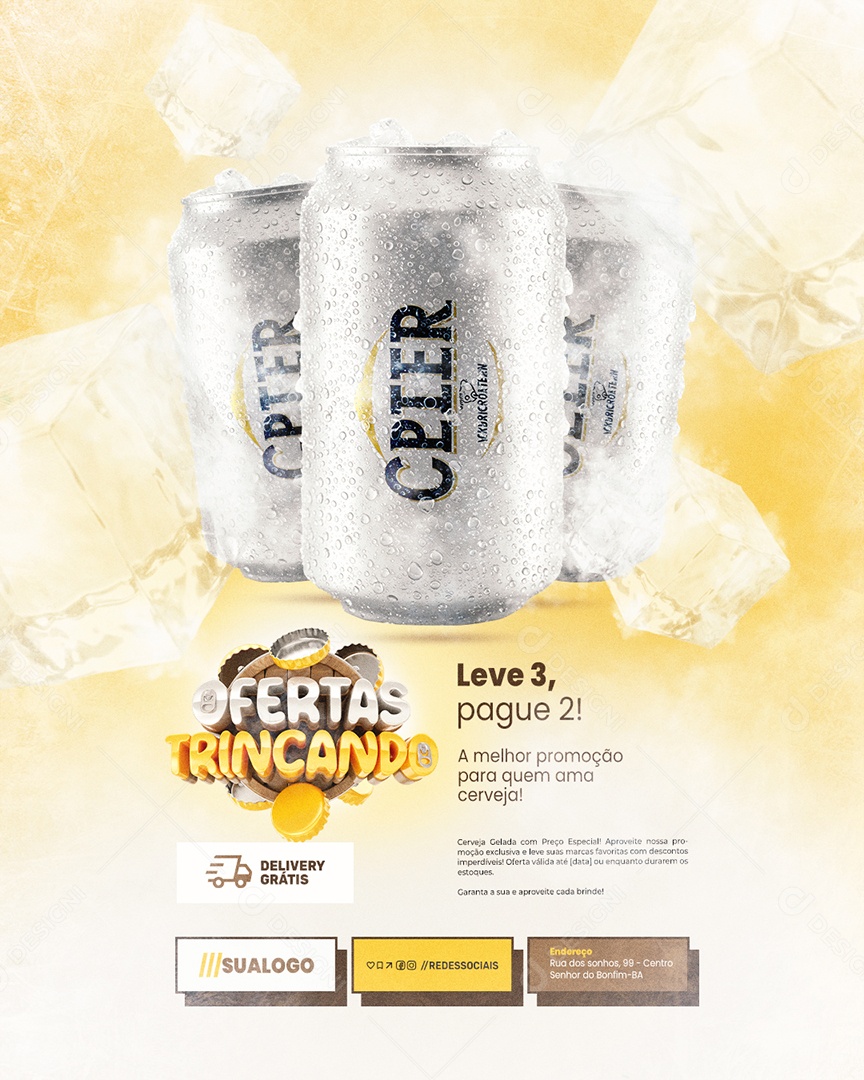 Ofertas Trincando Cervejaria Leve Três Pague Dois Social Media PSD Editável