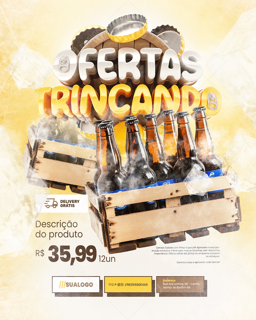 Ofertas Trincando Cervejaria Delivery Grátis Social Media PSD Editável