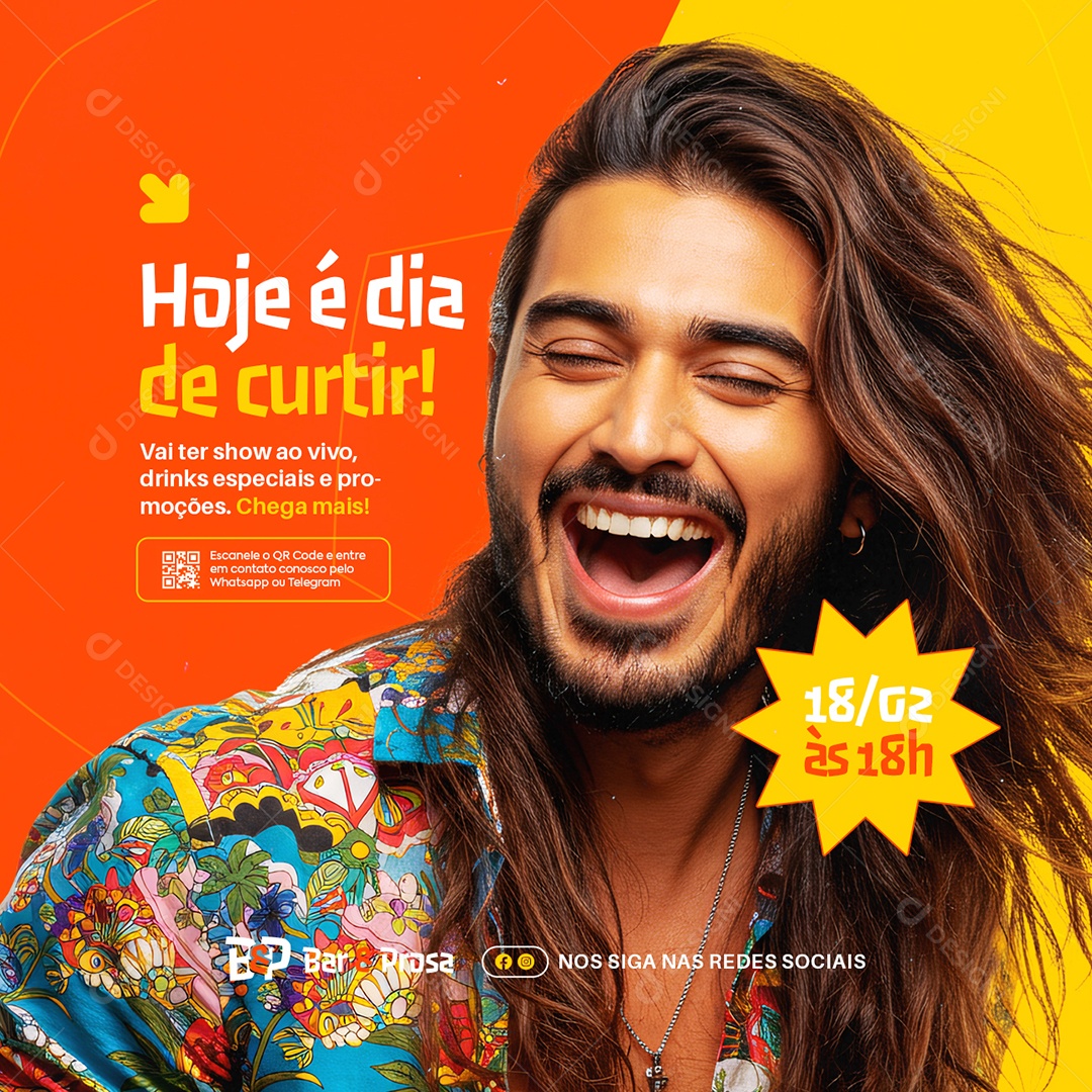 Boteco Hoje é Dia de Curtir Social Media PSD Editável