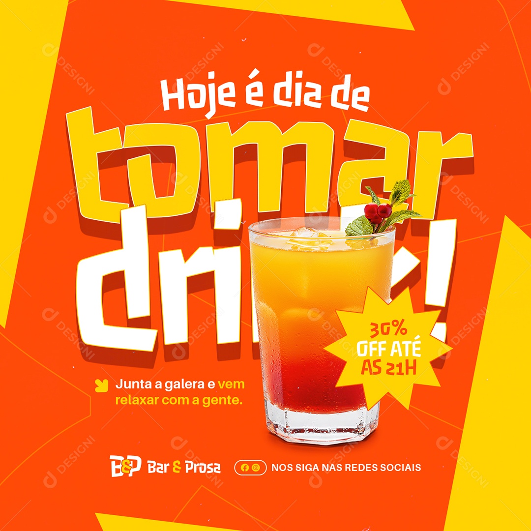 Boteco Hoje é Dia de Tomar Drink Social Media PSD Editável