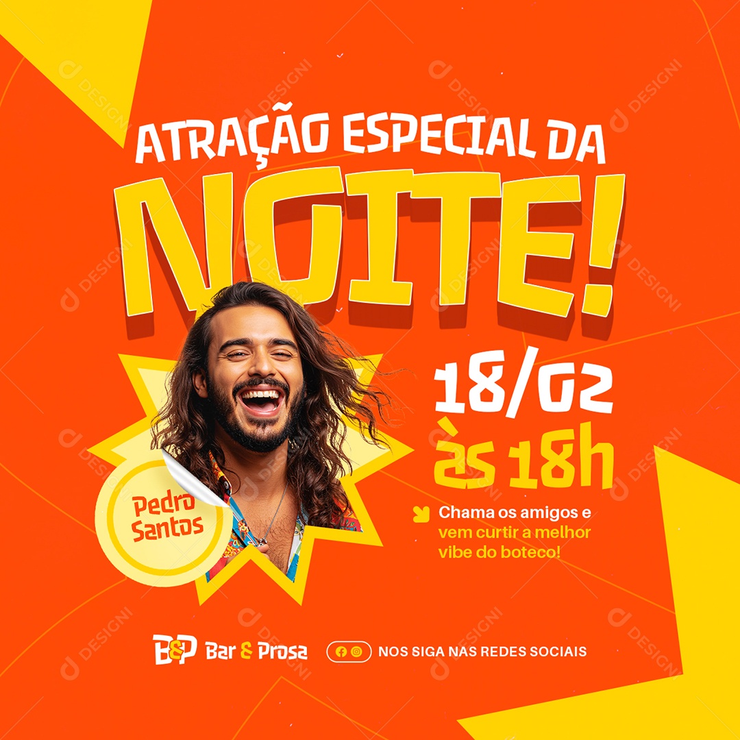 Boteco Atração Especial Da Noite Social Media PSD Editável