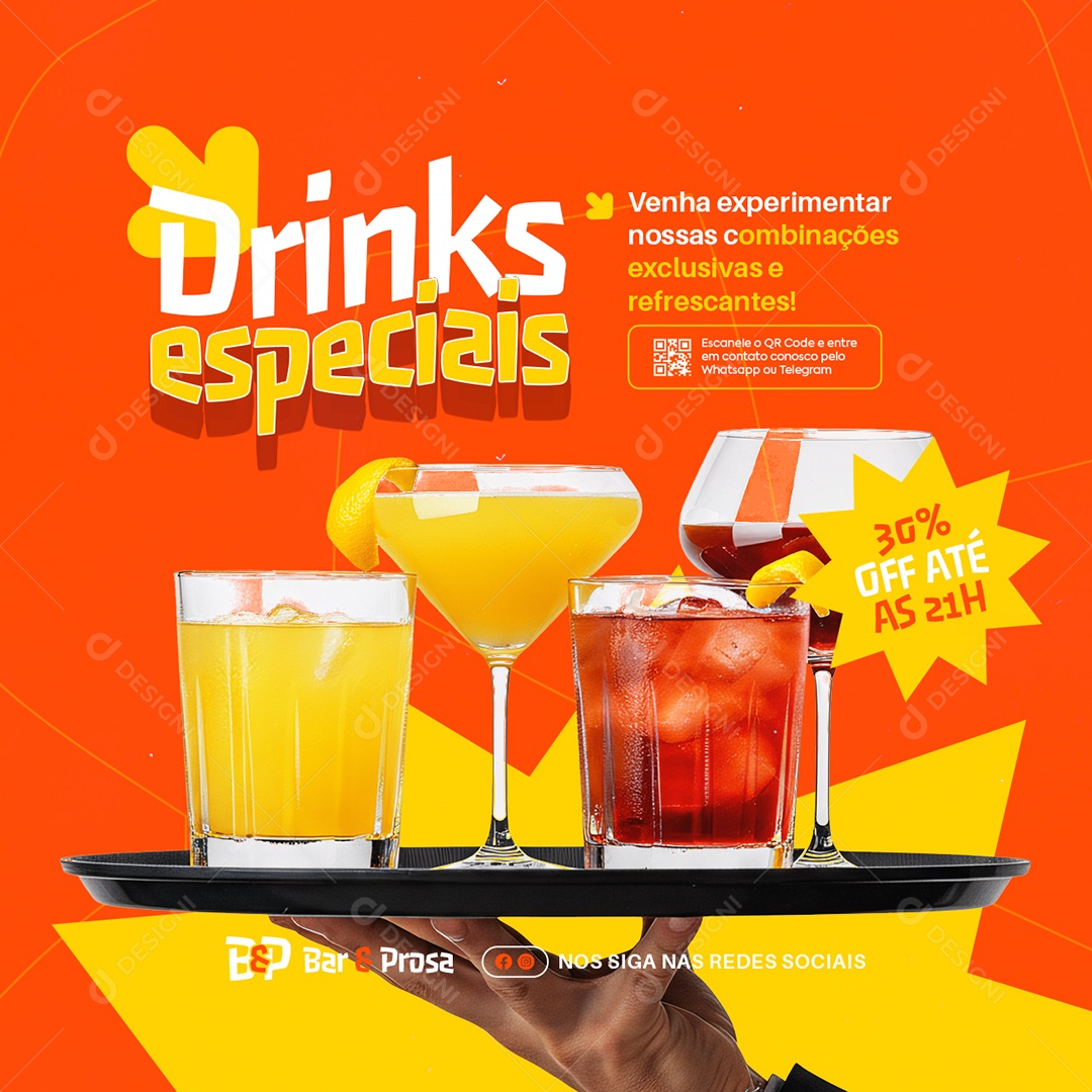 Boteco Drinks Especiais Social Media PSD Editável