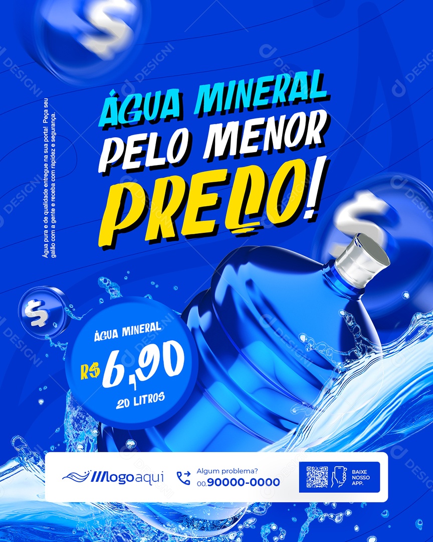 Distribuidora de Água Pelo Menor Preço Social Media PSD Editável