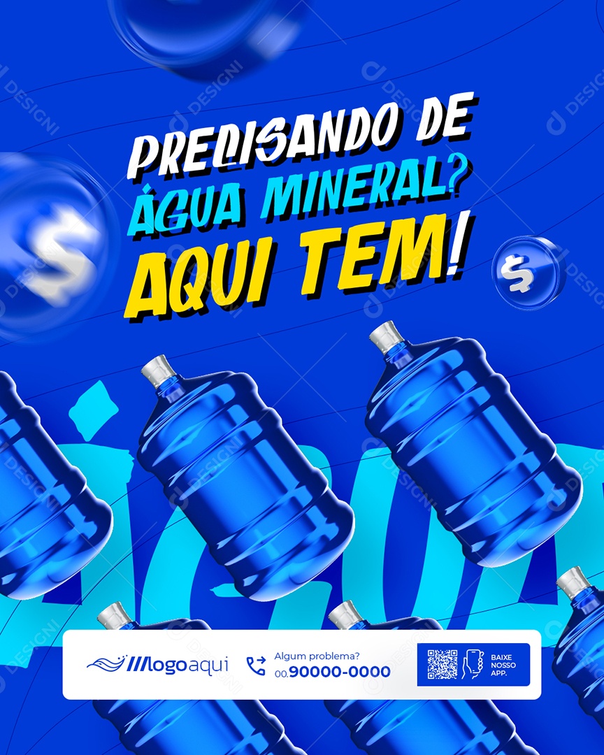 Distribuidora de Água Precisando De Água Mineral Aqui Tem Social Media PSD Editável