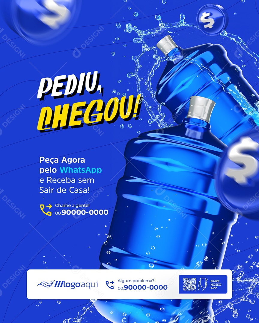 Distribuidora de Água Pediu Chegou Social Media PSD Editável
