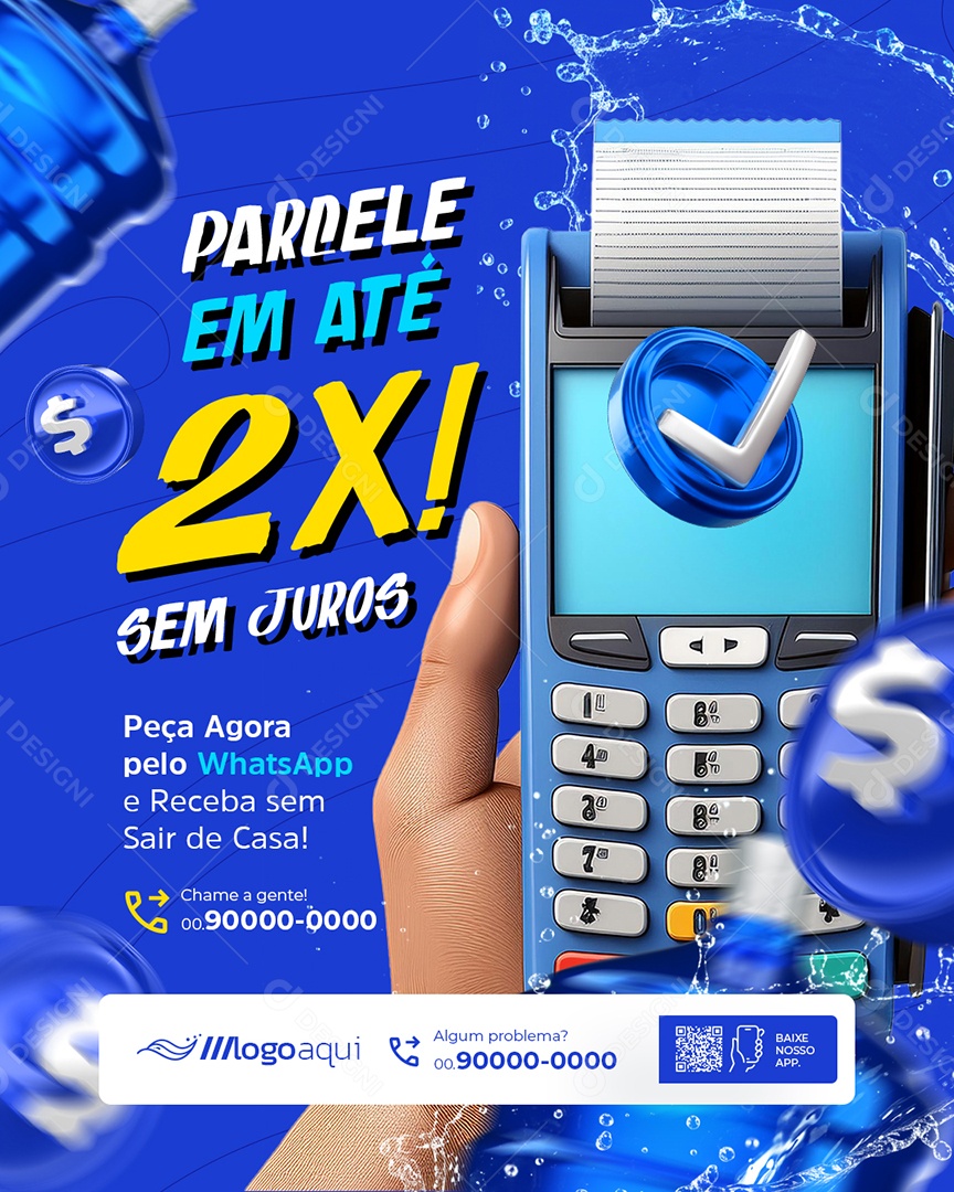 Distribuidora de Água Parcele em Até 24x Social Media PSD Editável
