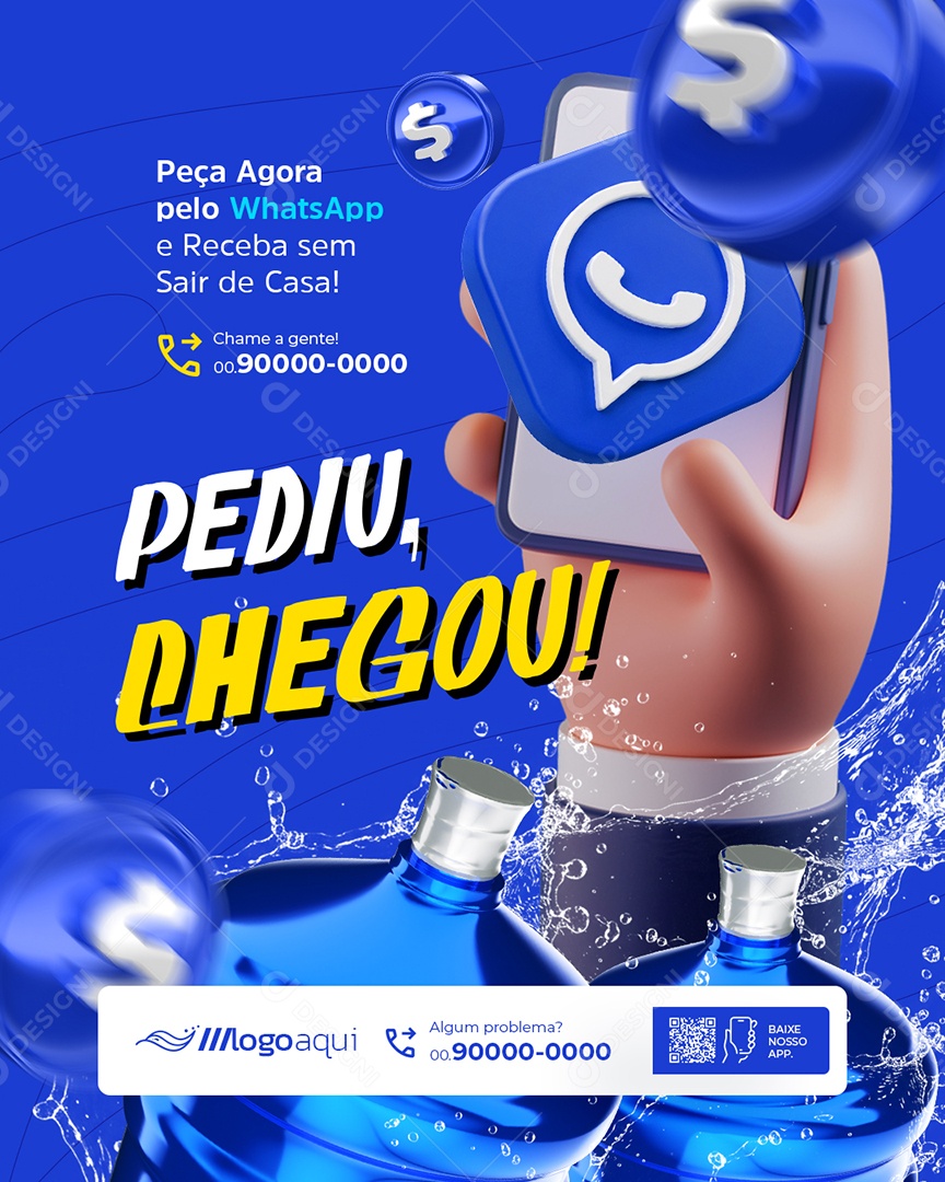 Distribuidora de Água Pediu Chegou Social Media PSD Editável