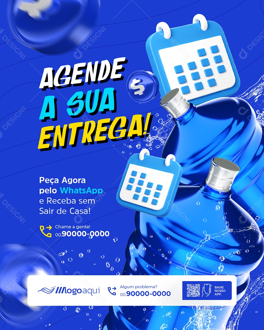 Distribuidora de Água Agende a Sua Entrega Social Media PSD Editável