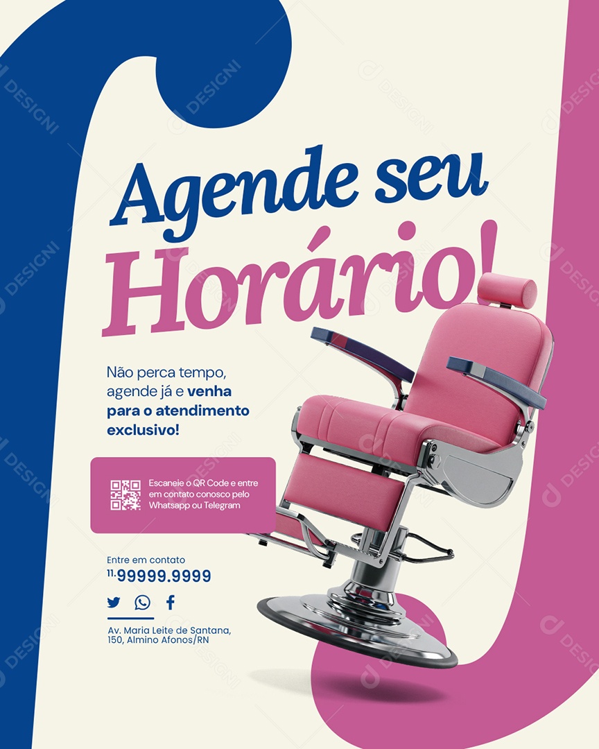 Social Media Barbearia Agende seu Horário PSD Editável