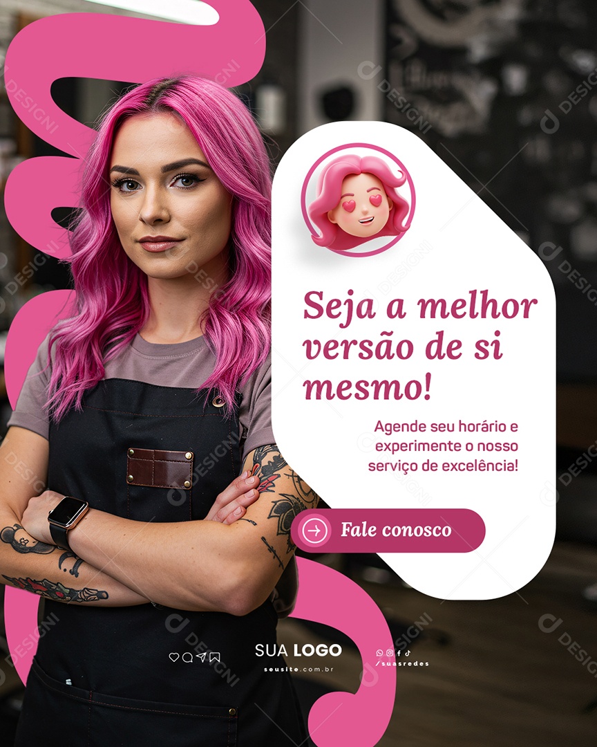 Barbearia Seja A Melhor Versão de Si Mesmo Social Media PSD Editável