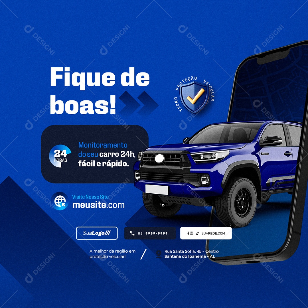 Proteção Veícular Fique de Boas Social Media PSD Editável