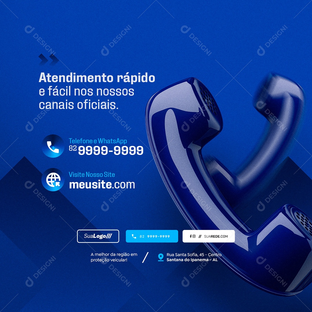 Proteção Veícular Atendimento Rápido Social Media PSD Editável