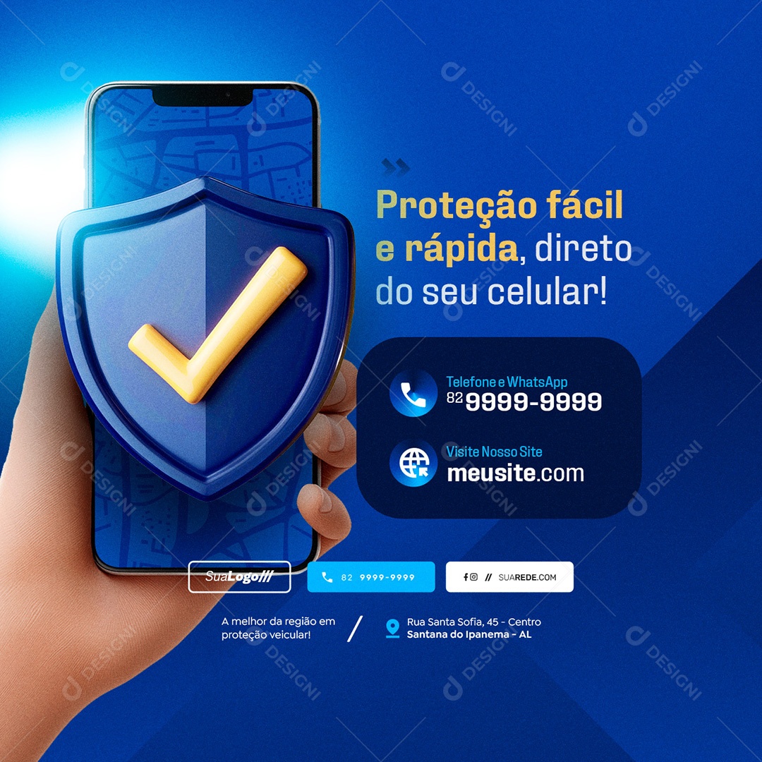 Proteção Veícular Proteção Fácil Social Media PSD Editável