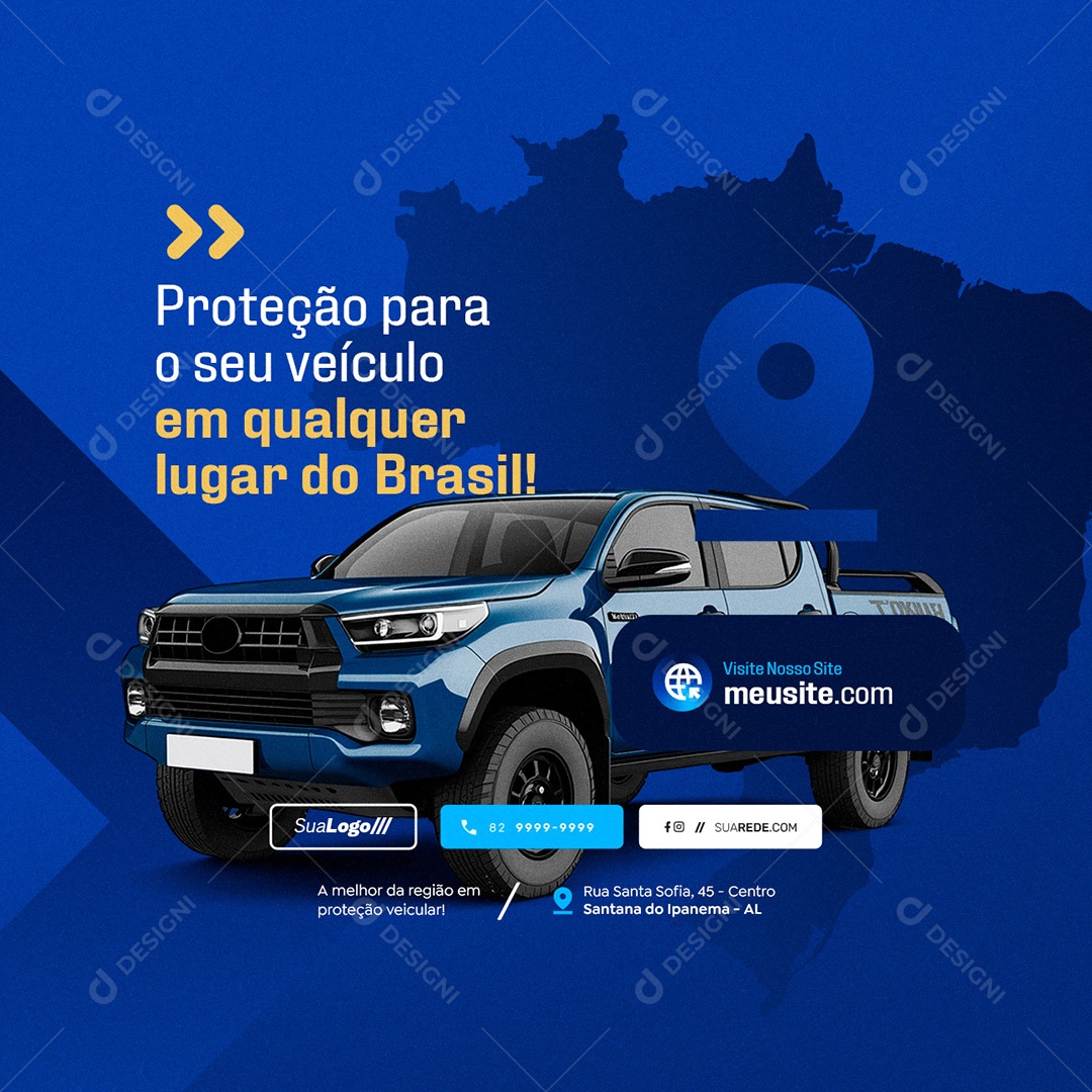 Proteção Veícular Proteção para o Seu Veículo Social Media PSD Editável