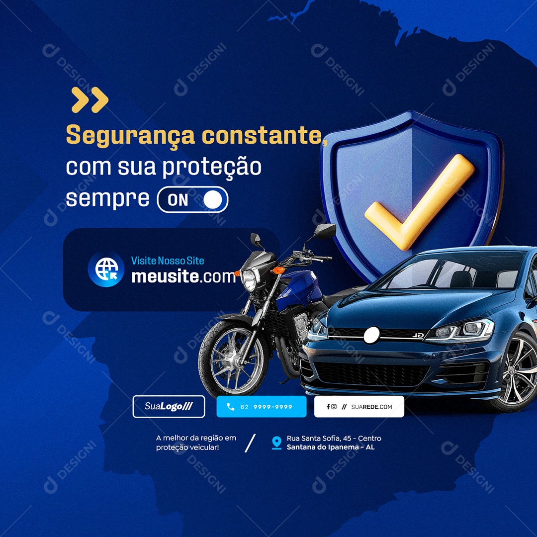 Proteção Veícular Segurança Constante Social Media PSD Editável