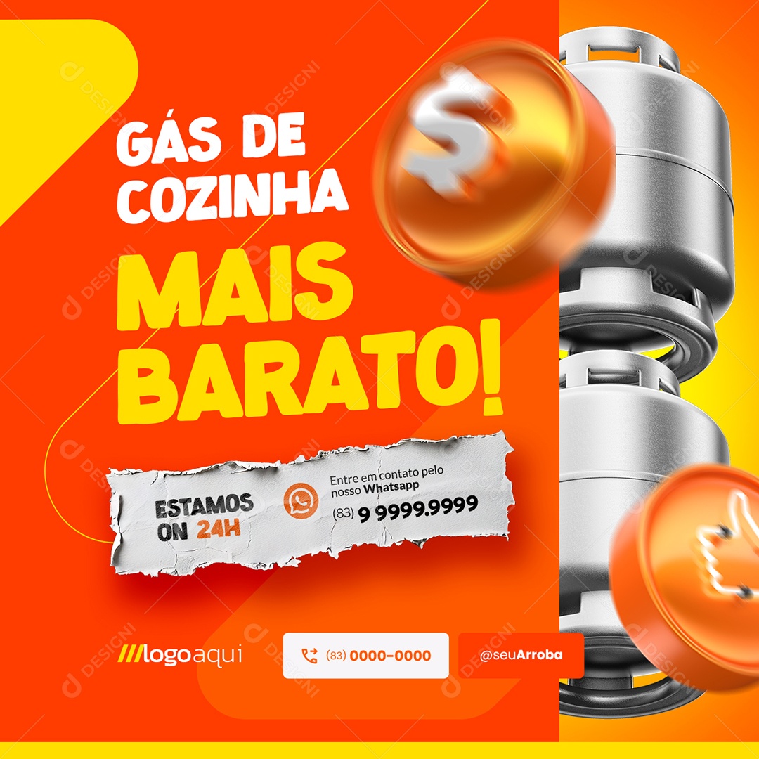 Distribuidora de Gás de Cozinha Mais Barato Social Media PSD Editável