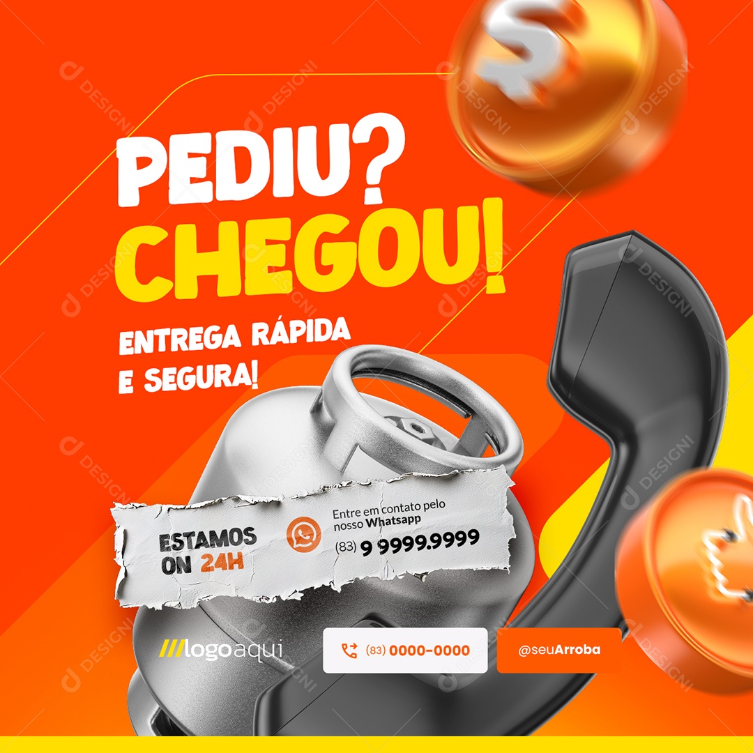 Distribuidora de Gás Pediu Chegou Social Media PSD Editável