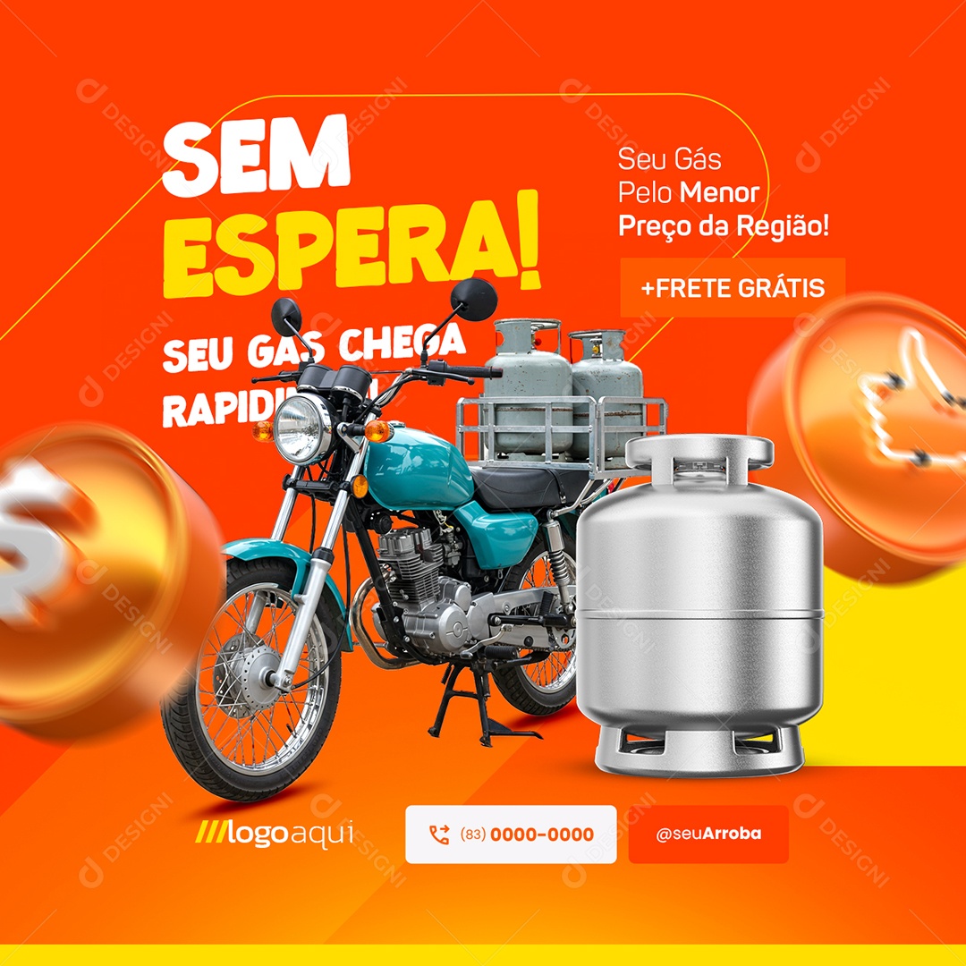 Distribuidora de Gás Sem Espera Social Media PSD Editável