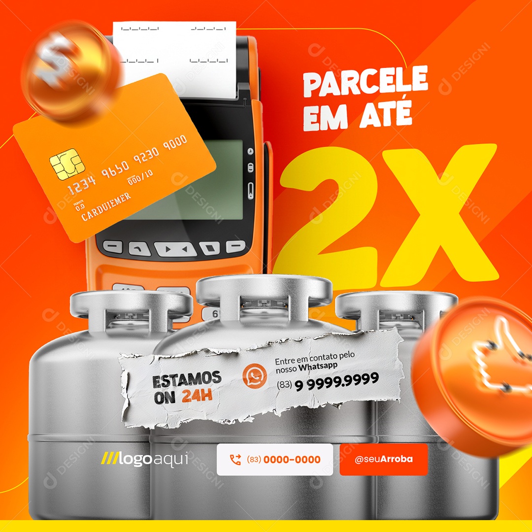 Distribuidora de Gás Parcele em Até 2x Social Media PSD Editável