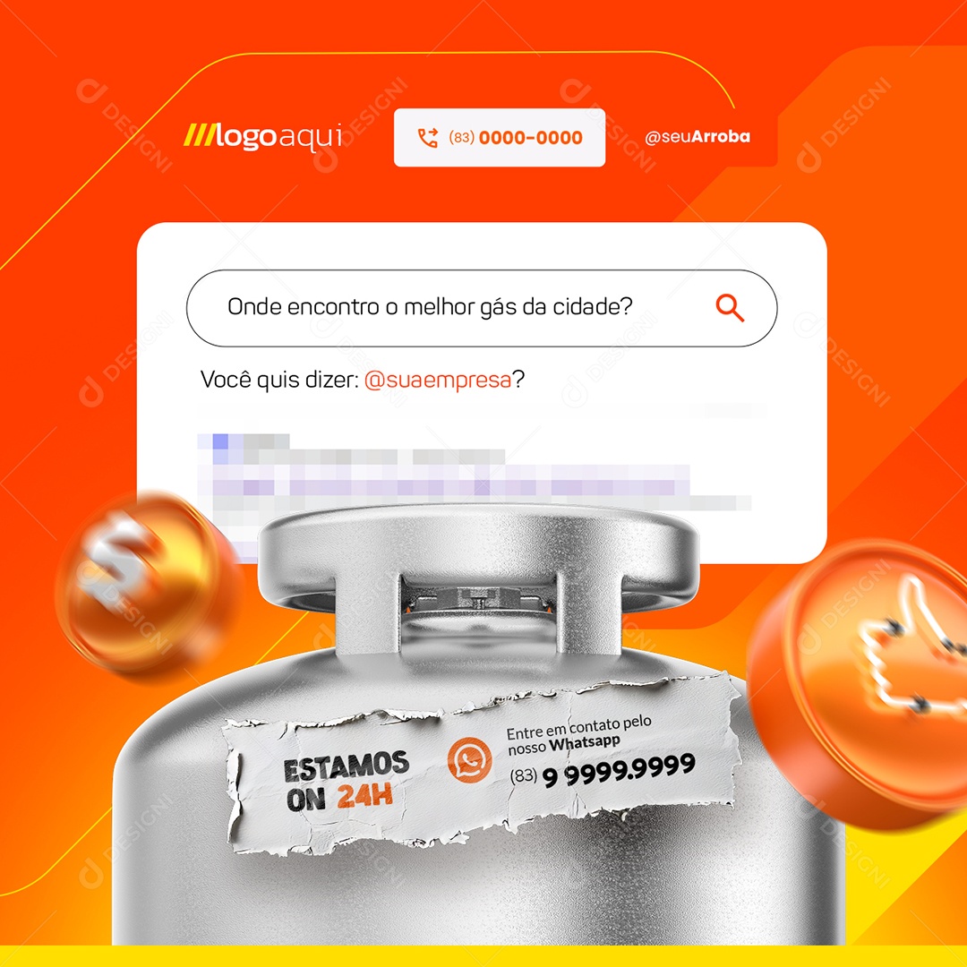 Distribuidora de Gás Onde Encontro o Melhor Gás da Cidade Social Media PSD Editável