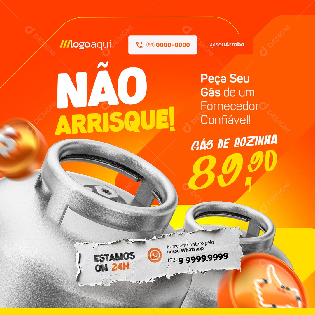 Distribuidora de Gás Não Arrisque Social Media PSD Editável