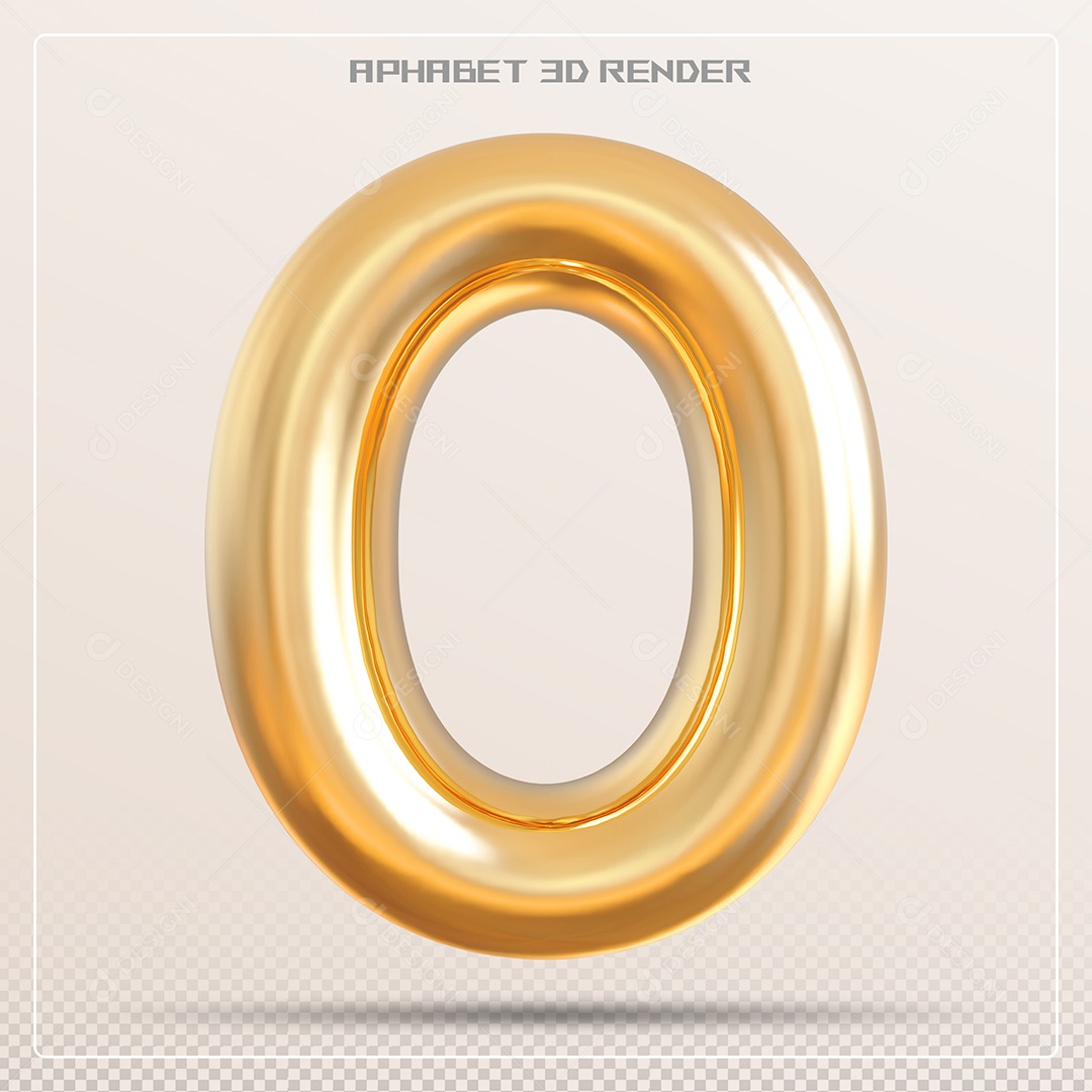 Letra Dourada O Maiúscula Elemento 3D Para Composição PSD