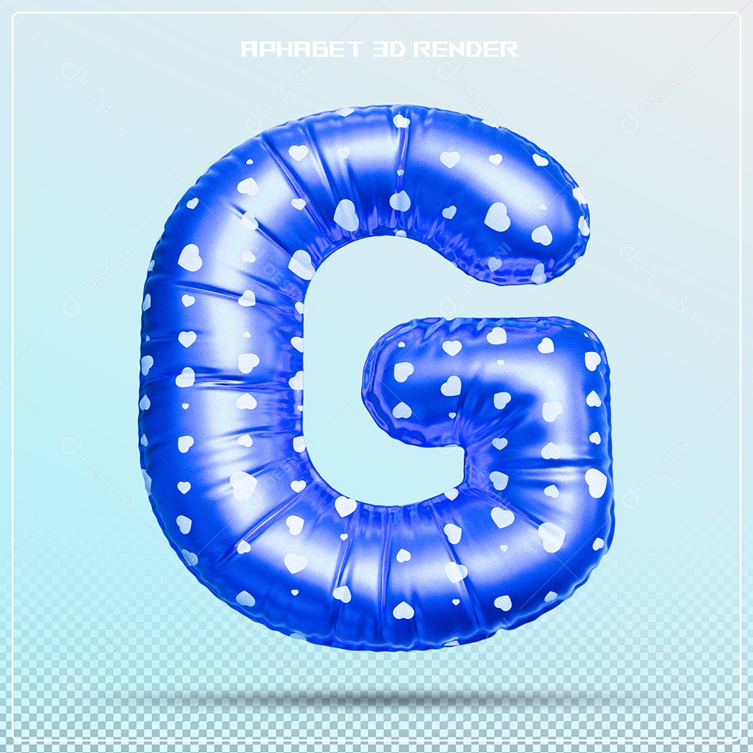 Balão Azul Letra G Maiúscula Elemento 3D Para Composição PSD
