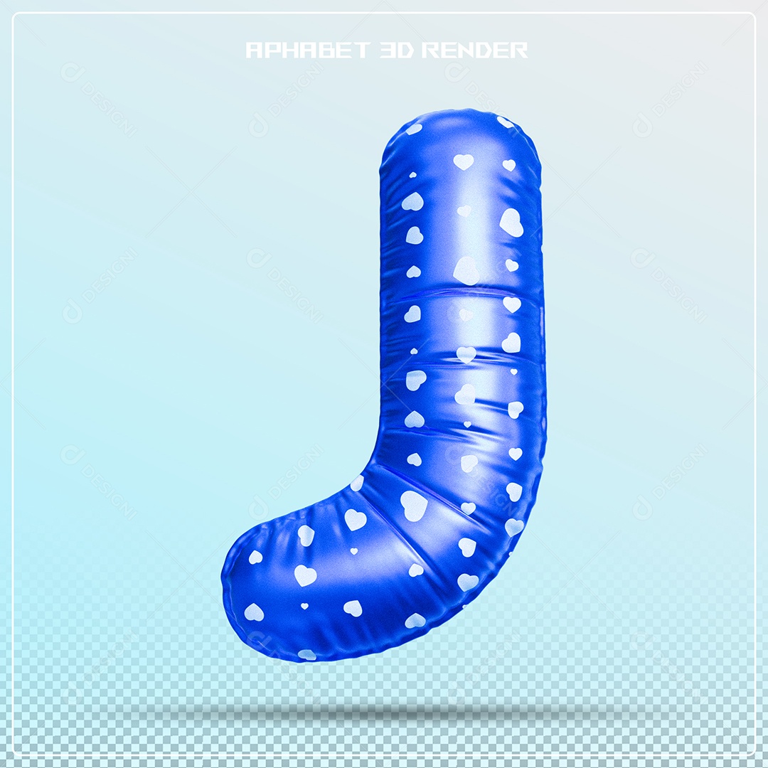 Balão Azul Letra J Maiúscula Elemento 3D Para Composição PSD