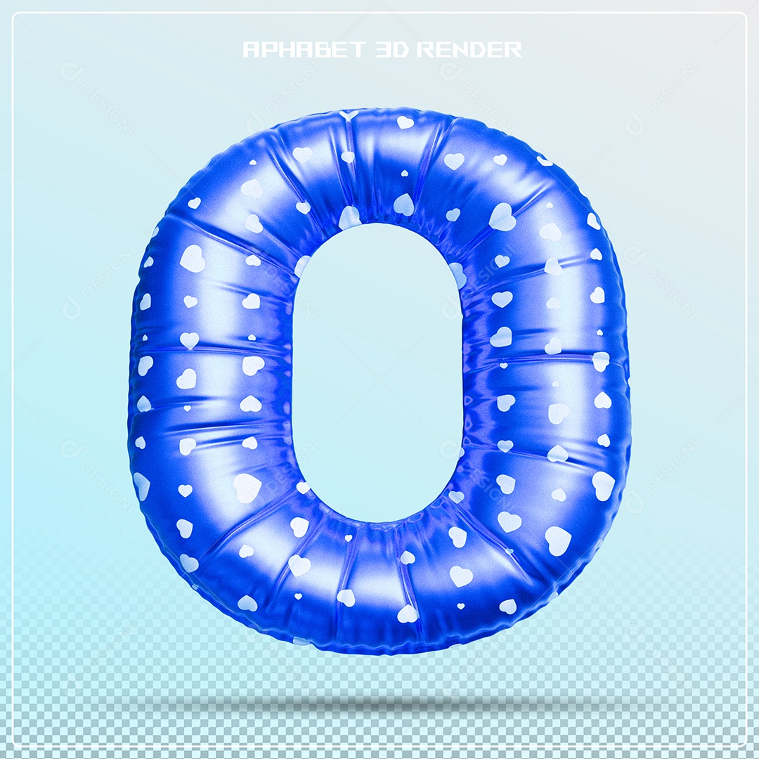 Balão Azul Letra O Maiúscula Elemento 3D Para Composição PSD