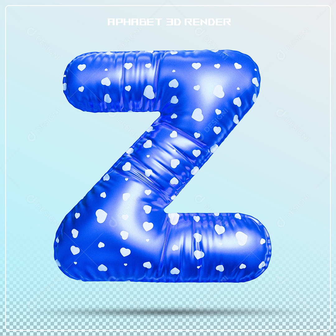 Balão Azul Letra Z Maiúscula Elemento 3D Para Composição PSD