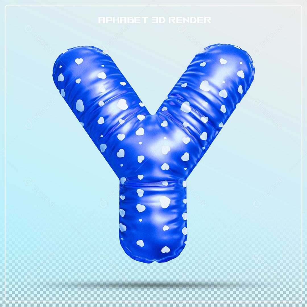 Balão Azul Letra Y Maiúscula Elemento 3D Para Composição PSD