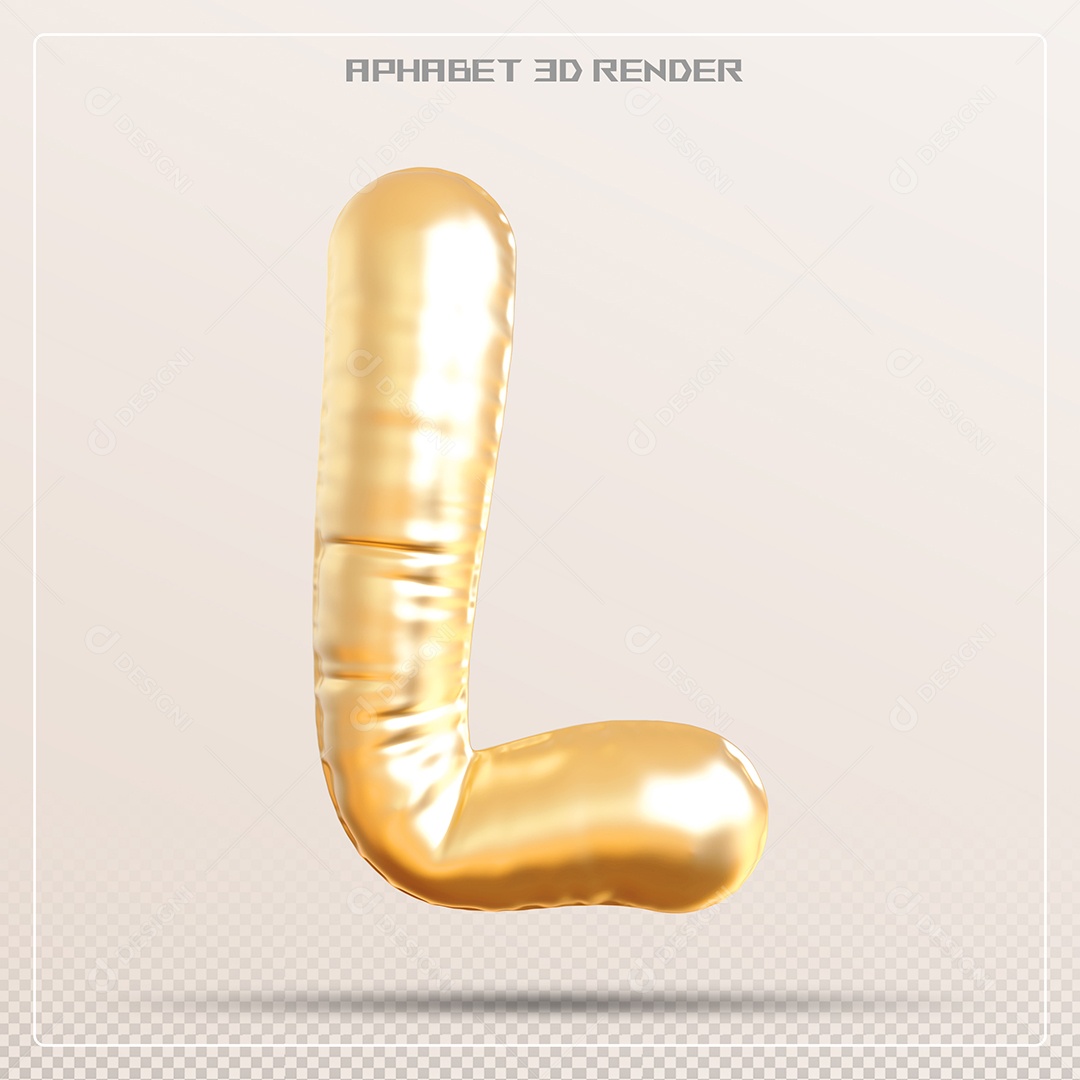 Balão Dourado Letra l Maiúscula Elemento 3D Para Composição PSD