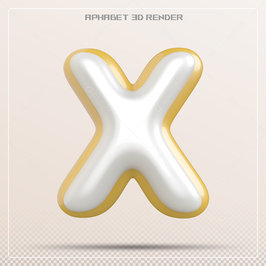 Letra Branca e Amarela X Maiúscula Elemento 3D Para Composição PSD