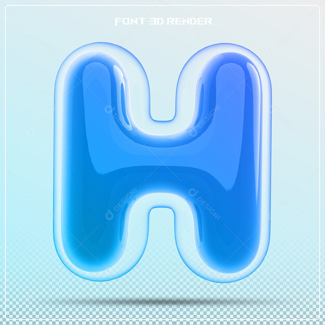 Letra Azul H Maiúscula Elemento 3D Para Composição PSD