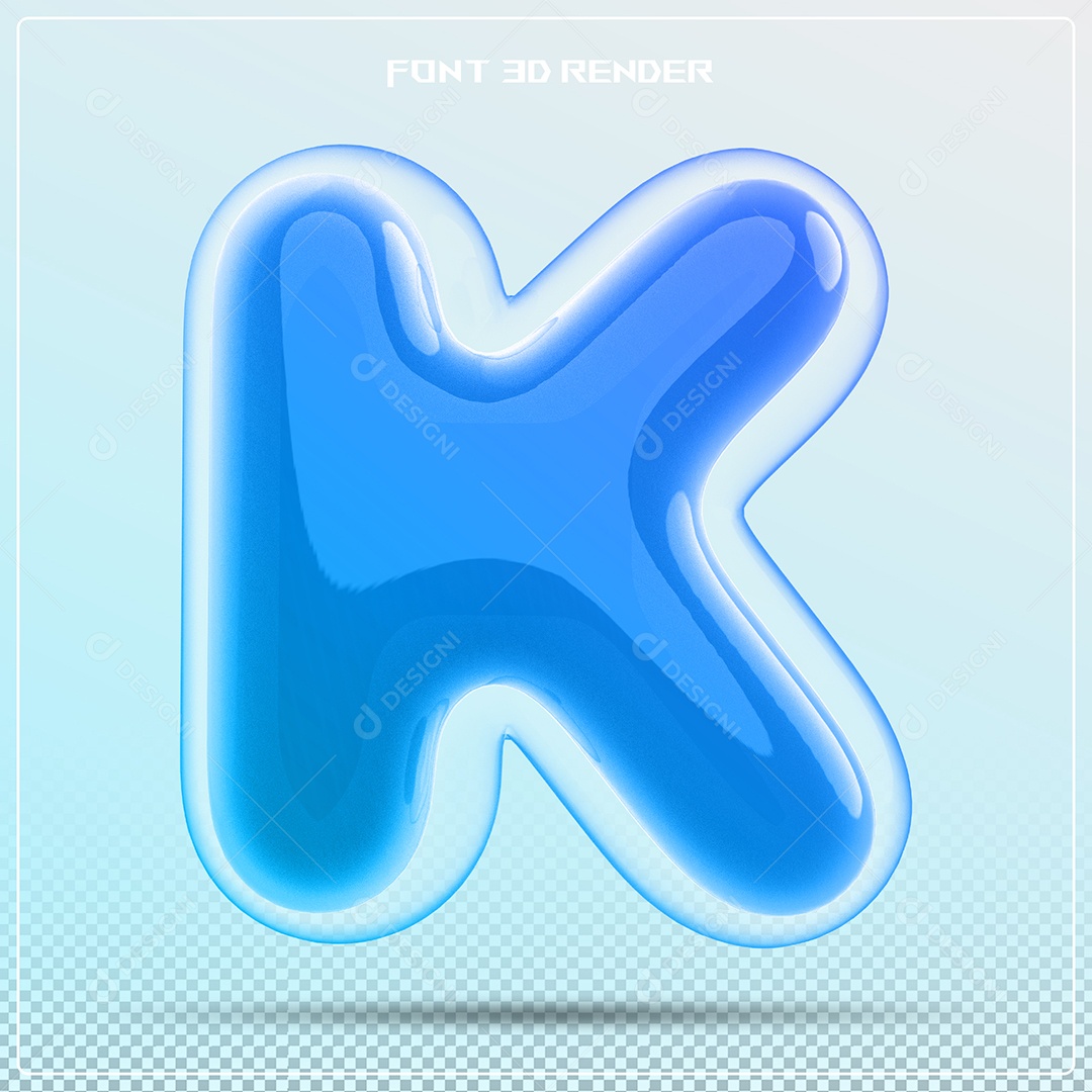 Letra Azul K Maiúscula Elemento 3D Para Composição PSD