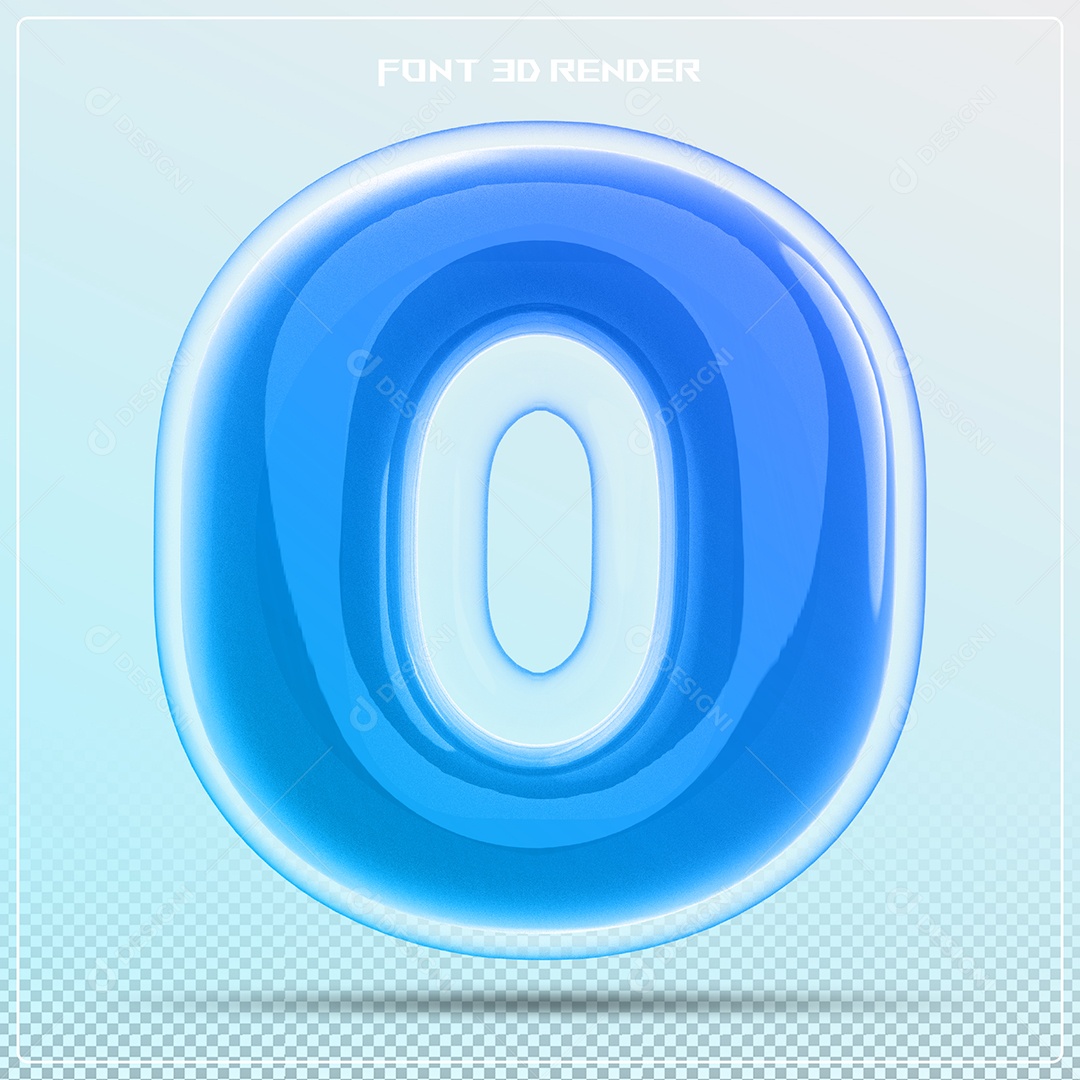 Letra Azul O Maiúscula Elemento 3D Para Composição PSD