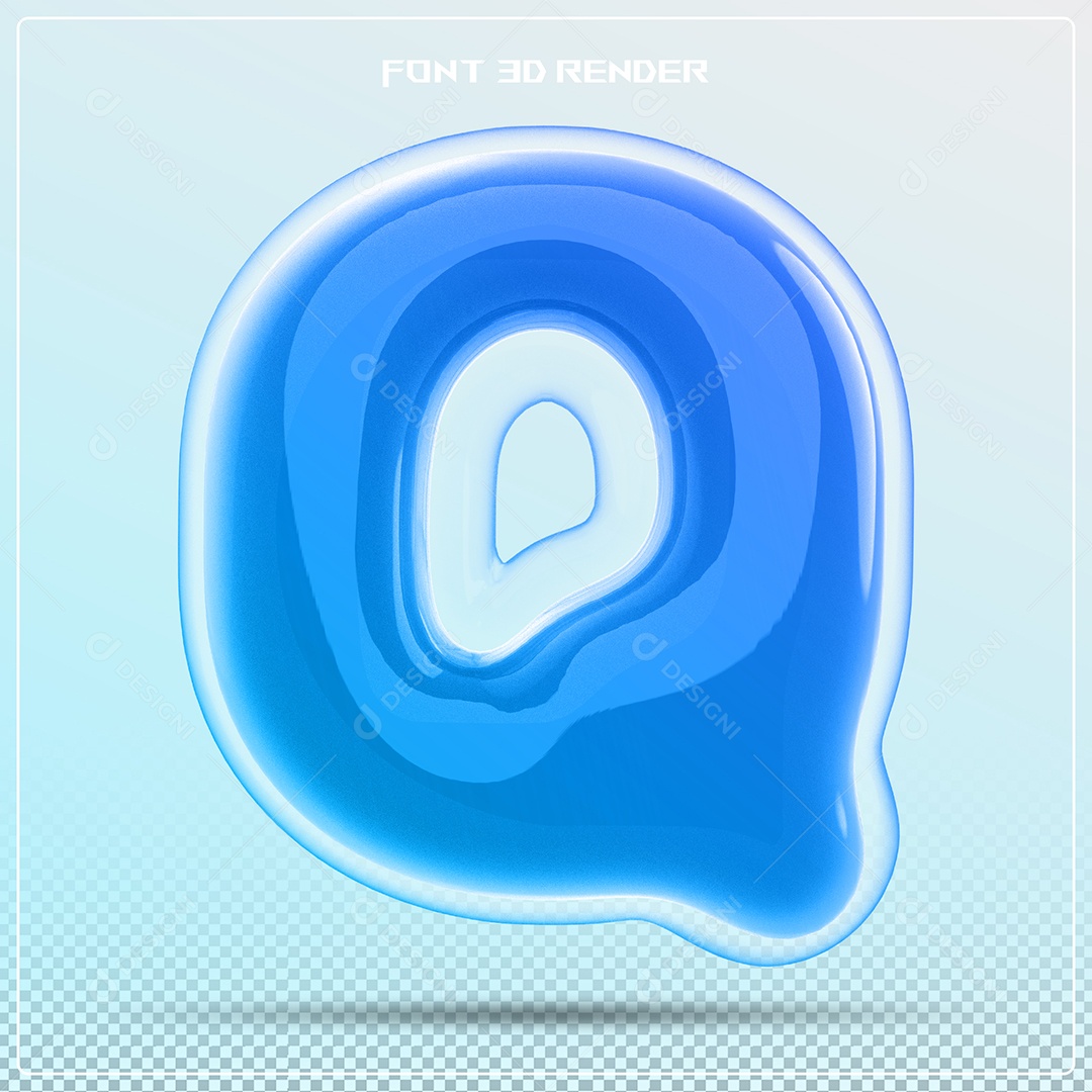 Letra Azul Q Maiúscula Elemento 3D Para Composição PSD