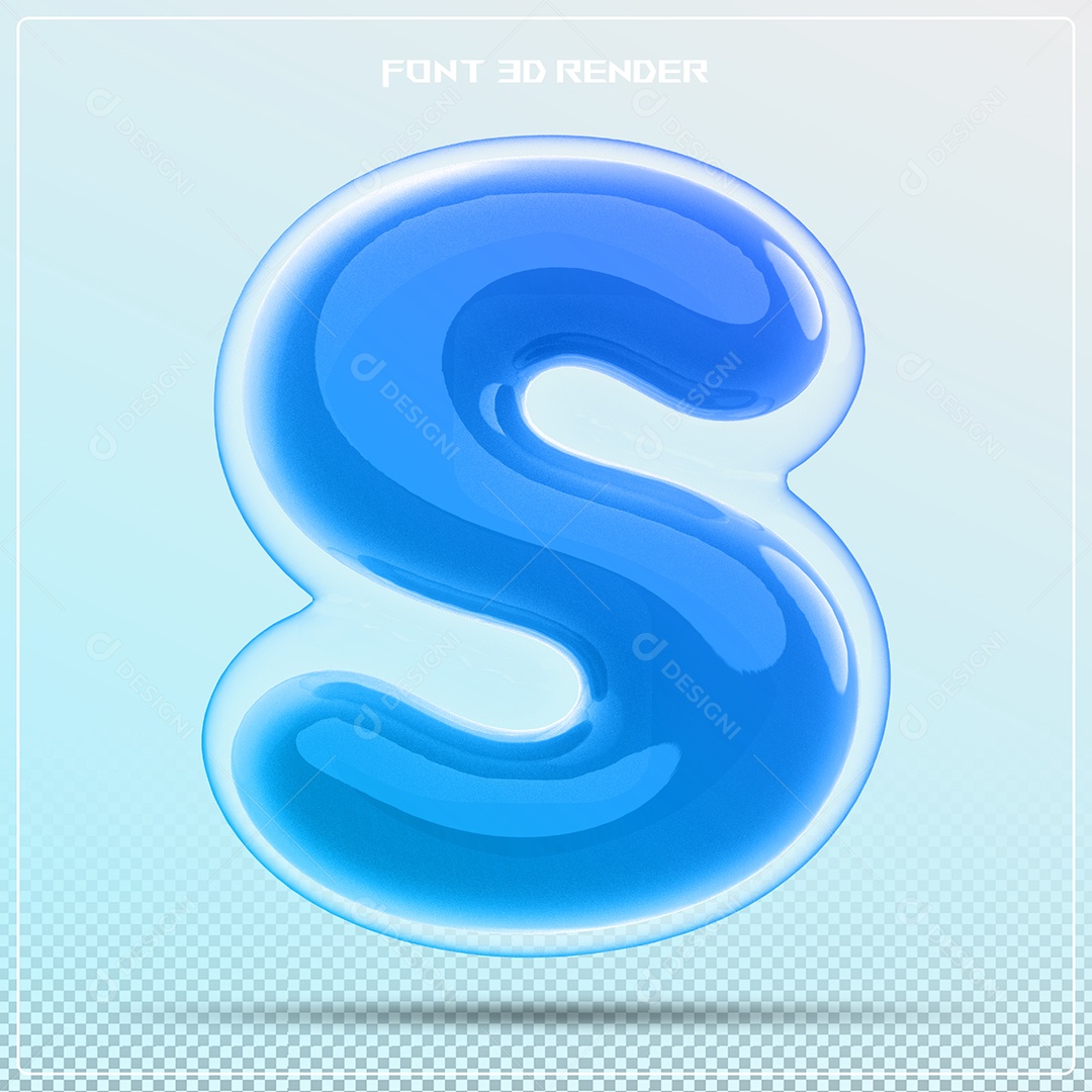 Letra Azul S Maiúscula Elemento 3D Para Composição PSD