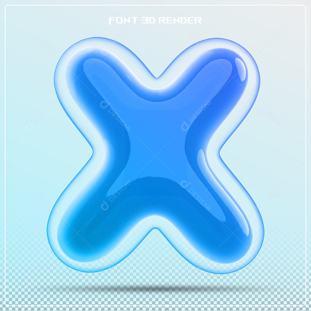 Letra Azul X Maiúscula Elemento 3D Para Composição PSD