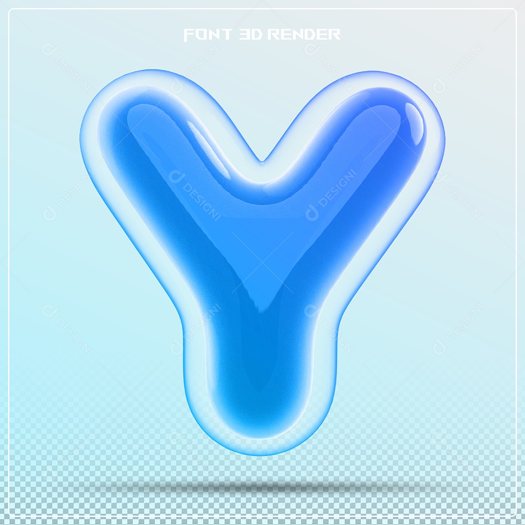 Letra Azul Y Maiúscula Elemento 3D Para Composição PSD