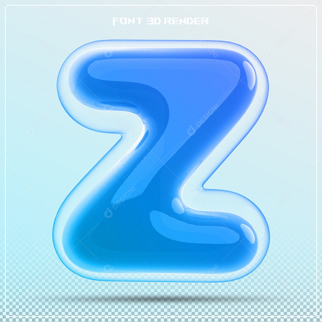 Letra Azul Z Maiúscula Elemento 3D Para Composição PSD
