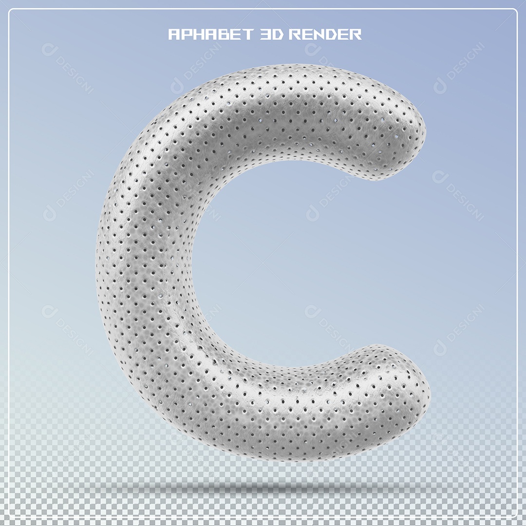 Letra Prata C Maiúscula Elemento 3D Para Composição PSD