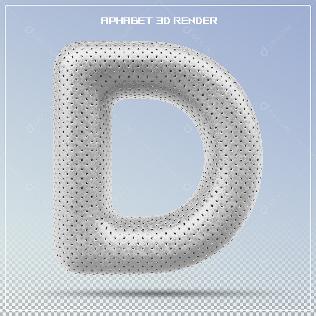 Letra Prata D Maiúscula Elemento 3D Para Composição PSD
