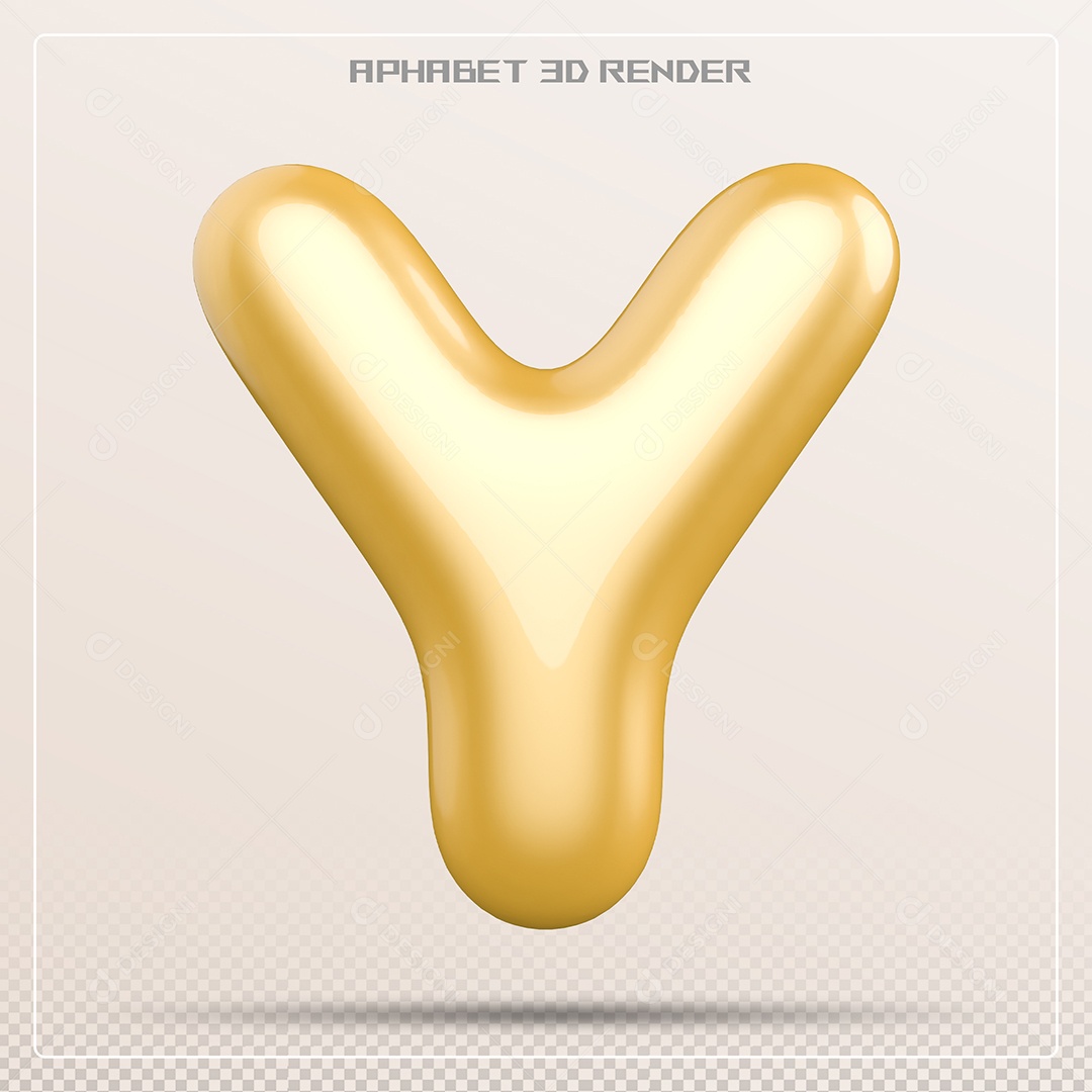 Letra Dourada Y Maiúscula Elemento 3D Para Composição PSD
