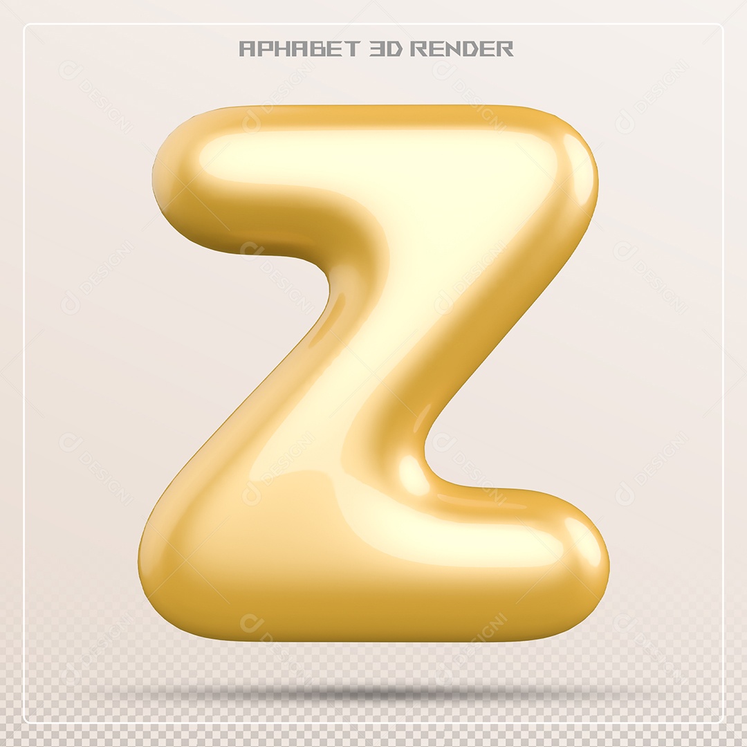 Letra Dourada Z Maiúscula Elemento 3D Para Composição PSD